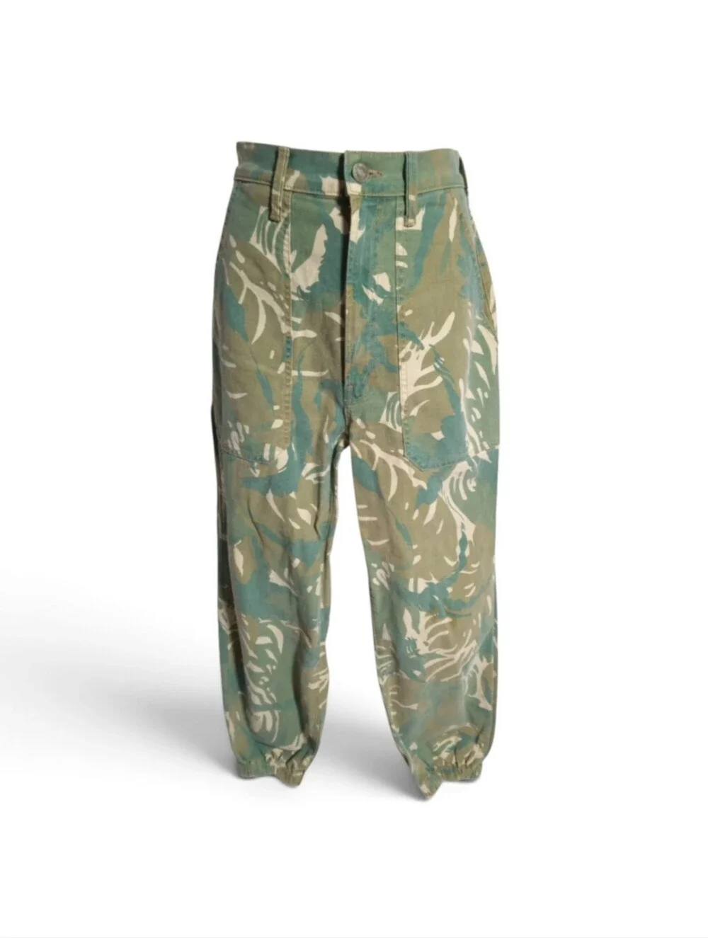 MOTHER The Wrapper Patch Springy Ankle Tropical Leaf Jogger Jeans Sz 27